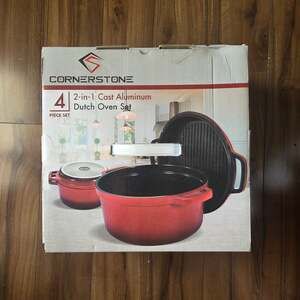 Cornerstone 4-Piece 2-in-1 Cast Aluminum Dutch Oven Set